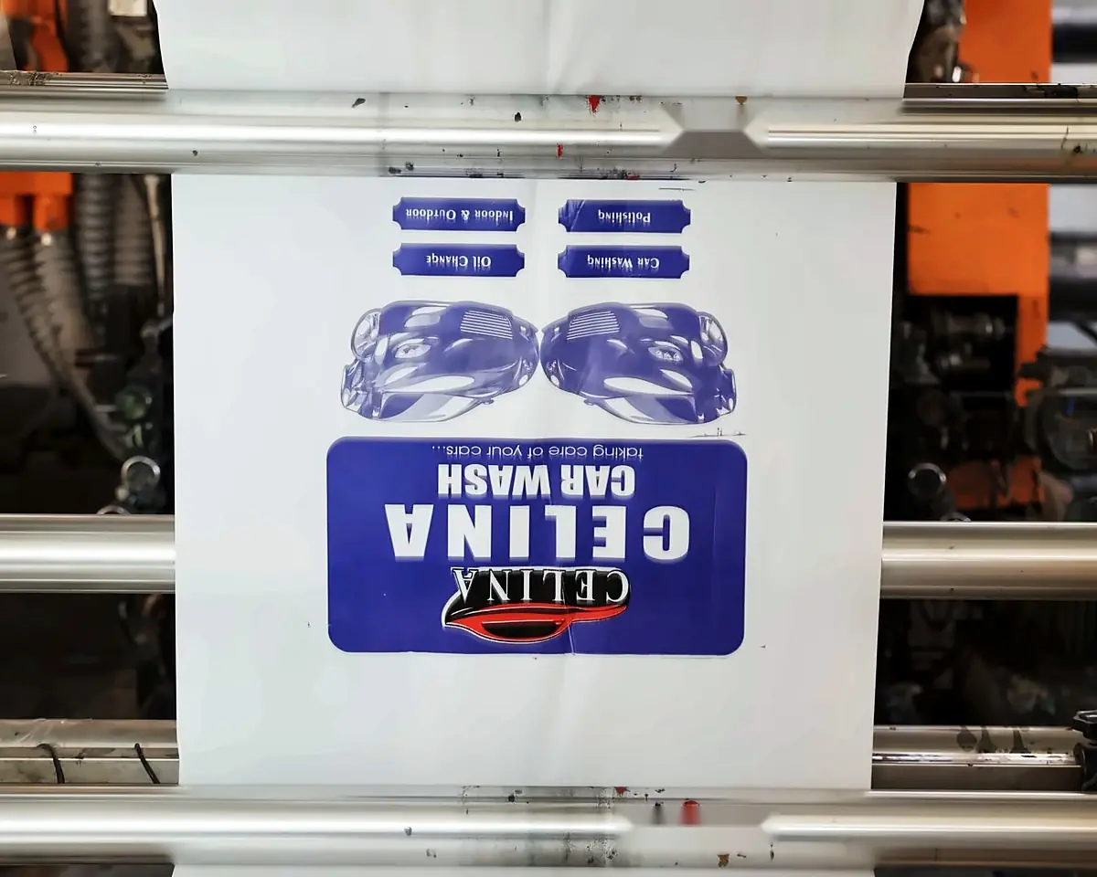 Logo print on white film